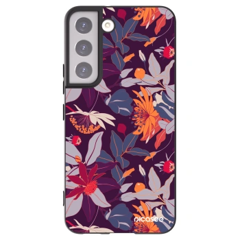 Picasee Samsung Galaxy S22 5G Hülle - Schwarzes Silikon - Purple Leaf