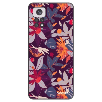 Picasee Xiaomi Redmi Note 11 Hülle - Schwarzes Silikon - Purple Leaf