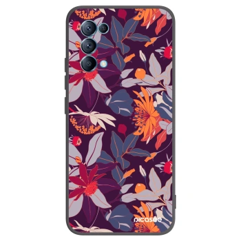 Picasee OPPO Reno 5 5G Hülle - Schwarzes Silikon - Purple Leaf