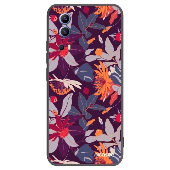 Picasee Vivo Y52 5G Hülle - Schwarzes Silikon - Purple Leaf