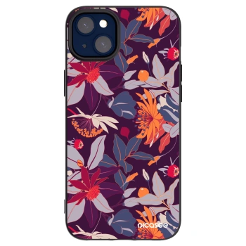 Picasee Apple iPhone 14 Plus Hülle - Schwarzes Silikon - Purple Leaf