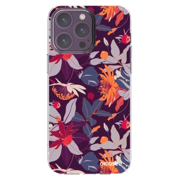 Picasee Apple iPhone 14 Pro Max Hülle - Transparentes Silikon - Purple Leaf