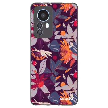 Picasee Xiaomi 12T Hülle - Schwarzes Silikon - Purple Leaf