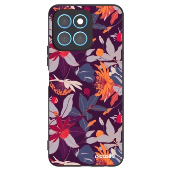 Picasee Honor X8 5G Hülle - Schwarzes Silikon - Purple Leaf