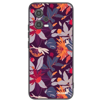 Picasee Xiaomi Poco X5 Hülle - Schwarzes Silikon - Purple Leaf