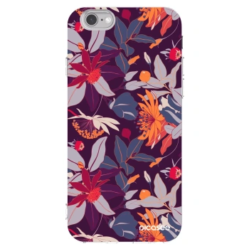 Picasee Apple iPhone 6/6S Hülle - Transparentes Silikon - Purple Leaf