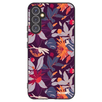 Picasee Samsung Galaxy A34 5G A346B Hülle - Schwarzes Silikon - Purple Leaf
