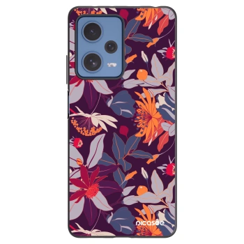 Picasee Xiaomi Redmi Note 12 Pro 5G Hülle - Schwarzes Silikon - Purple Leaf