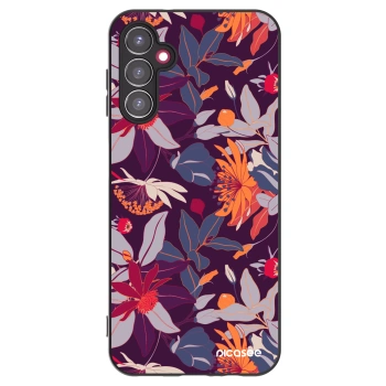 Picasee Samsung Galaxy A14 5G A146P Hülle - Schwarzes Silikon - Purple Leaf