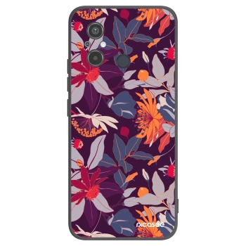 Picasee Xiaomi Redmi 12C Hülle - Schwarzes Silikon - Purple Leaf