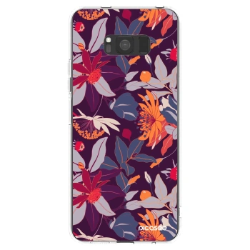 Picasee Samsung Galaxy S8 G950F Hülle - Transparentes Silikon - Purple Leaf