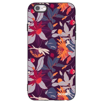 Picasee Apple iPhone 6/6S Hülle - Schwarzes Silikon - Purple Leaf