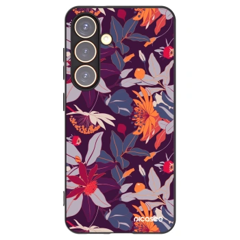 Picasee Samsung Galaxy S24 S921B 5G Hülle - Schwarzes Silikon - Purple Leaf