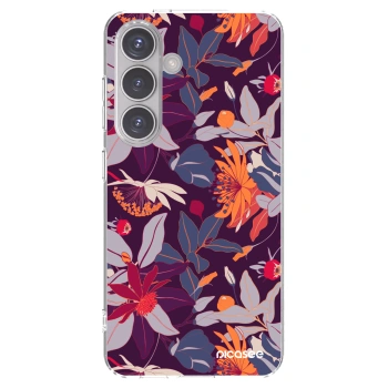 Picasee Samsung Galaxy S24 S921B 5G Hülle - Transparentes Silikon - Purple Leaf