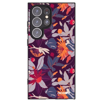 Picasee Samsung Galaxy S24 Ultra S928B 5G Hülle - Schwarzes Silikon - Purple Leaf