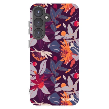Picasee Samsung Galaxy S23 FE S711B Hülle - Transparentes Silikon - Purple Leaf