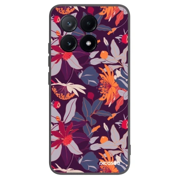 Picasee Xiaomi Poco X6 Pro Hülle - Schwarzes Silikon - Purple Leaf