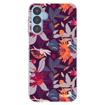 Picasee Samsung Galaxy A15 A156B 5G Hülle - Transparentes Silikon - Purple Leaf