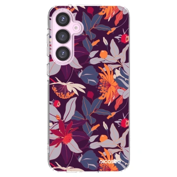 Picasee Samsung Galaxy A55 5G A556B Hülle - Transparentes Silikon - Purple Leaf