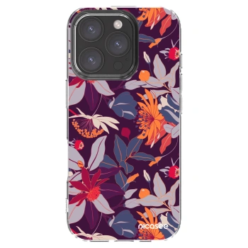 Picasee Apple iPhone 16 Pro Hülle - Transparentes Silikon - Purple Leaf