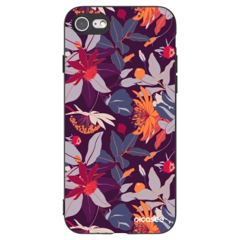 Picasee Apple iPhone 8 Hülle - Schwarzes Silikon - Purple Leaf