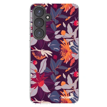 Picasee Samsung Galaxy S24 FE S721B Hülle - Transparentes Silikon - Purple Leaf