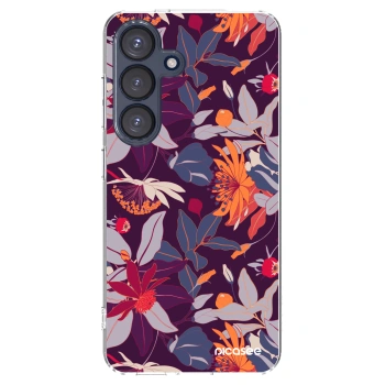 Picasee Samsung Galaxy S25 5G Hülle - Transparentes Silikon - Purple Leaf