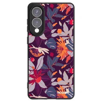 Picasee Samsung Galaxy S25 Edge 5G Hülle - Schwarzes Silikon - Purple Leaf