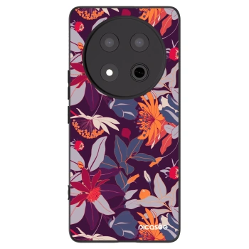 Picasee Honor Magic7 Lite 5G Hülle - Schwarzes Silikon - Purple Leaf