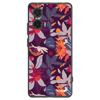 Picasee Motorola Moto G35 5G Hülle - Schwarzes Silikon - Purple Leaf