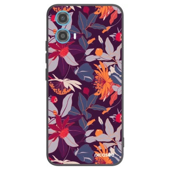 Picasee Motorola Moto G34 5G Hülle - Schwarzes Silikon - Purple Leaf