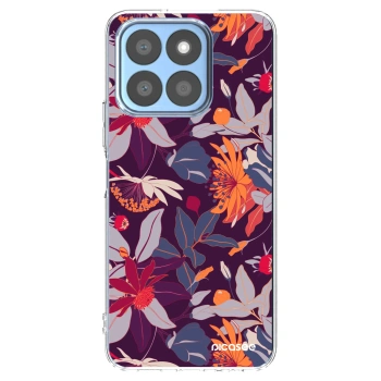 Picasee Honor X8c Hülle - Transparentes Silikon - Purple Leaf
