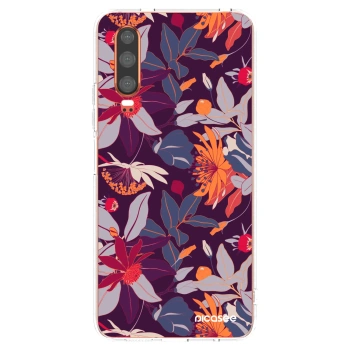Picasee Huawei P30 Hülle - Transparentes Silikon - Purple Leaf