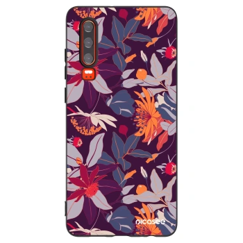 Picasee Huawei P30 Hülle - Schwarzes Silikon - Purple Leaf