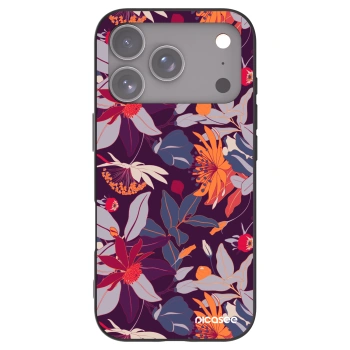 Picasee Apple iPhone 17 Pro Hülle - Schwarzes Silikon - Purple Leaf