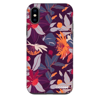 Hülle für Apple iPhone X/XS - Purple Leaf