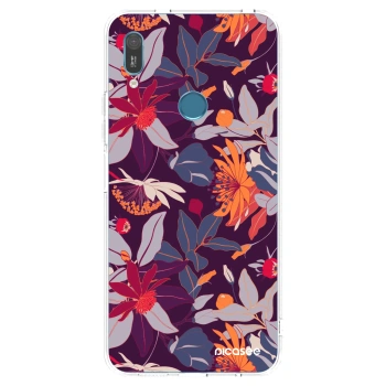 Picasee Huawei Y6 2019 Hülle - Transparentes Silikon - Purple Leaf