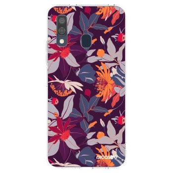 Picasee Samsung Galaxy A40 A405F Hülle - Transparentes Silikon - Purple Leaf