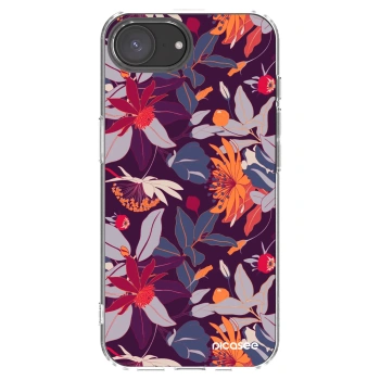 Picasee Apple iPhone 17e Hülle - Transparentes Silikon - Purple Leaf