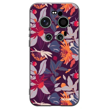 Picasee Xiaomi 17 Ultra Hülle - Schwarzes Silikon - Purple Leaf
