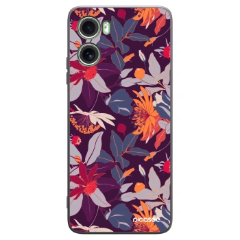 Picasee Motorola Moto G06 Hülle - Schwarzes Silikon - Purple Leaf
