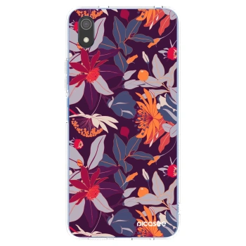 Picasee Xiaomi Redmi 7A Hülle - Transparentes Silikon - Purple Leaf