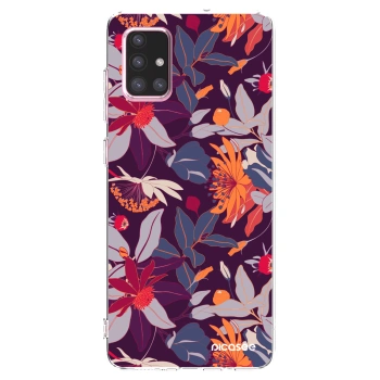 Picasee Samsung Galaxy A71 A715F Hülle - Transparentes Silikon - Purple Leaf