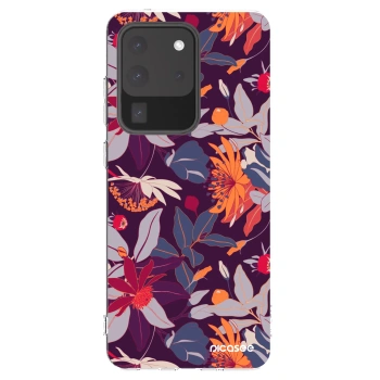 Picasee Samsung Galaxy S20 Ultra 5G G988F Hülle - Transparentes Silikon - Purple Leaf