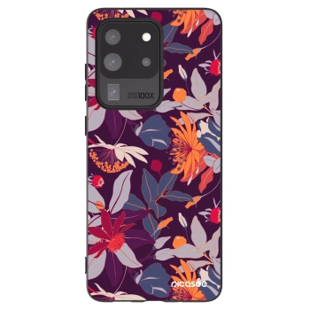 Picasee Samsung Galaxy S20 Ultra 5G G988F Hülle - Schwarzes Silikon - Purple Leaf