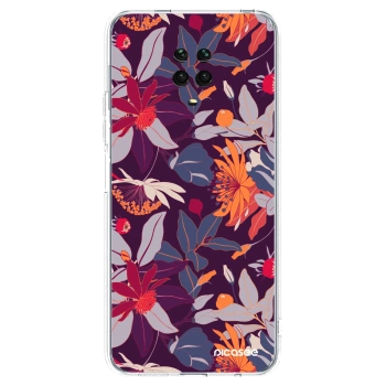 Picasee Xiaomi Redmi Note 9 Pro Hülle - Transparentes Silikon - Purple Leaf