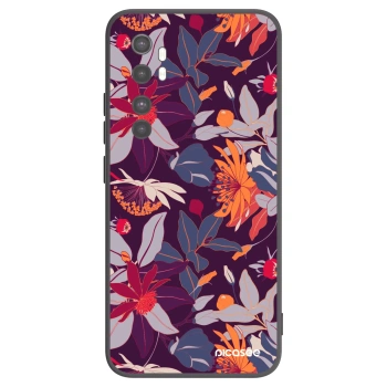 Picasee Xiaomi Mi Note 10 Lite Hülle - Schwarzes Silikon - Purple Leaf