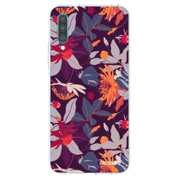 Picasee Samsung Galaxy A30s A307F Hülle - Transparentes Silikon - Purple Leaf