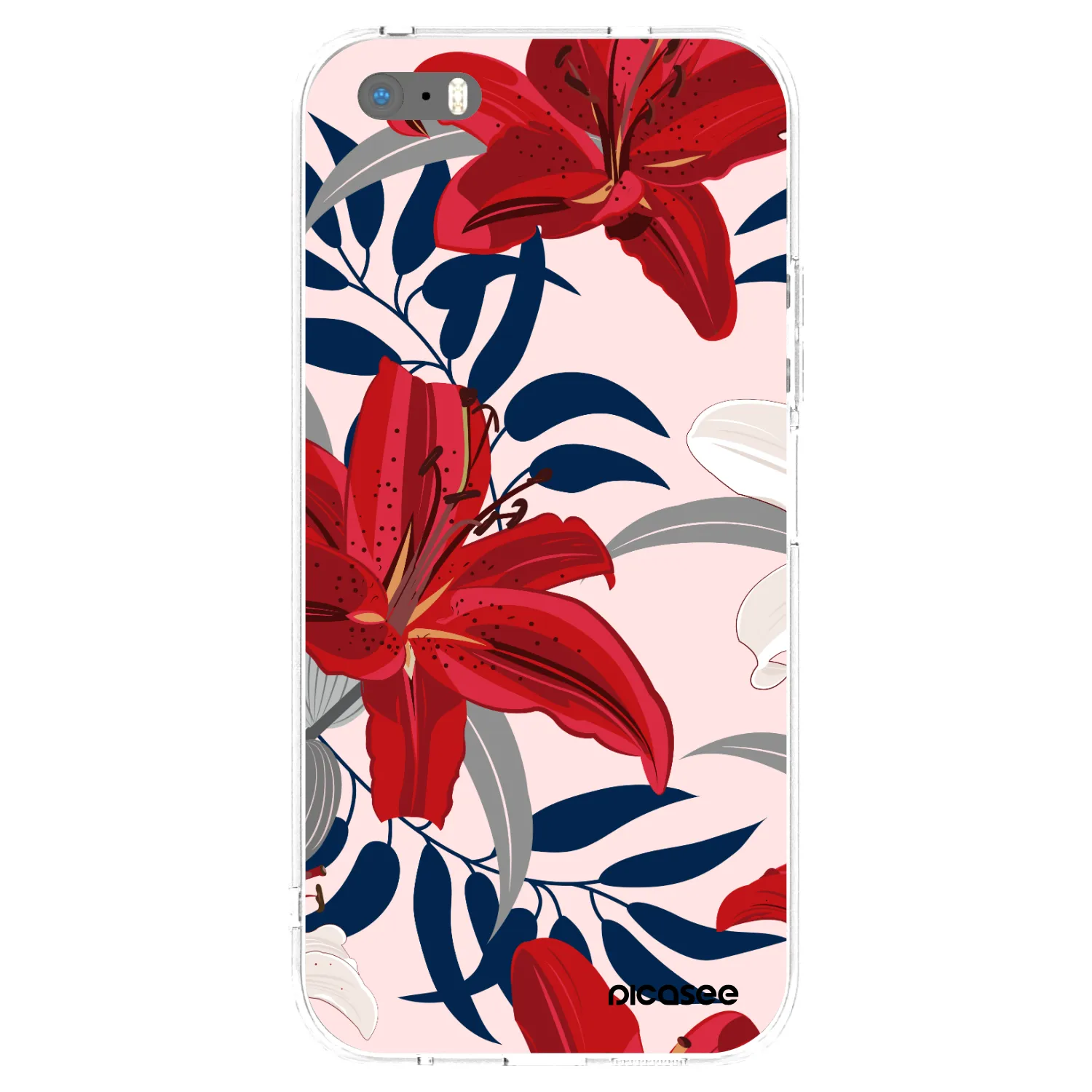 Picasee Apple iPhone 5/5S/SE Hülle - Transparentes Silikon - Red Lily