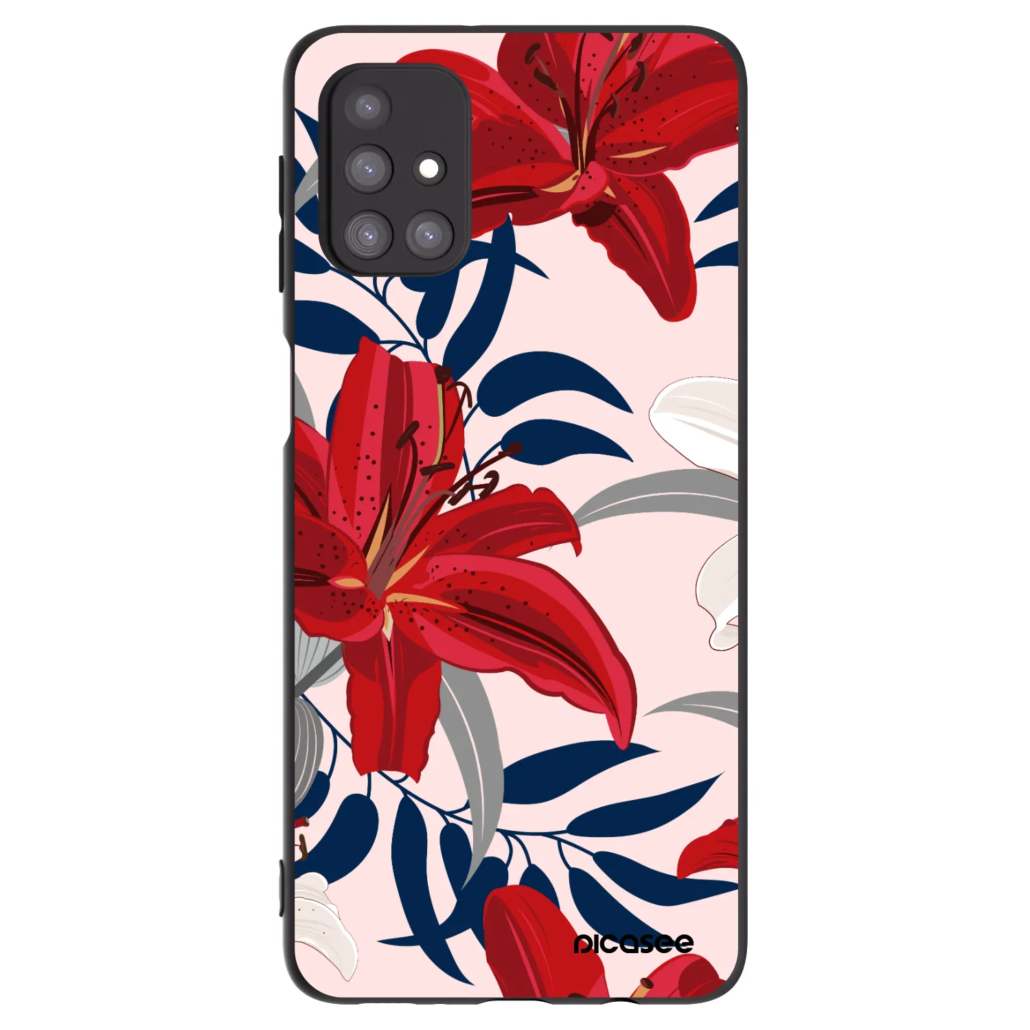 Picasee Samsung Galaxy M31s Hülle - Schwarzes Silikon - Red Lily